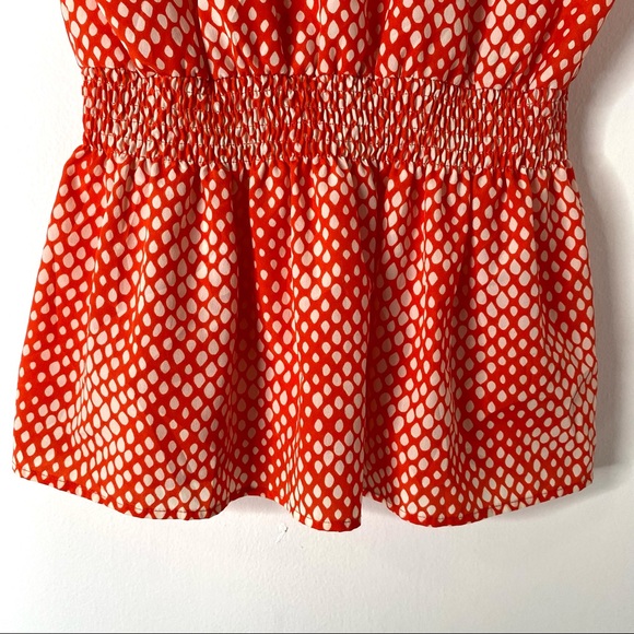 AQUA Red Beige Teardrop Crochet Shoulder Top - Picture 8 of 10